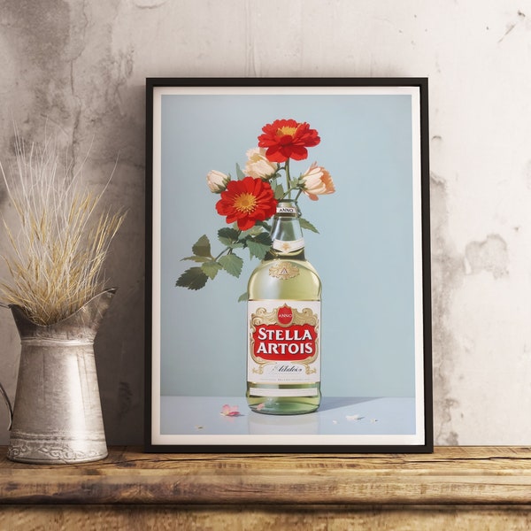 Stella Artois digital Poster - Giclee download - Vintage canvas - retro printable poster - cafe wallpaper - room decor - antique poster