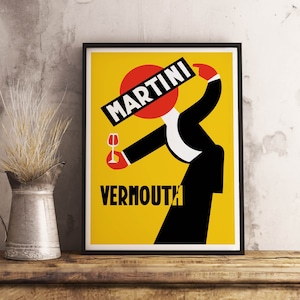 Martini Vintage Alkohol Poster - Bar Warenkorb Dekor - Küchen Liebhaber - Geschenk für Mama - Wand Dekor - Restaurant Bar Dekoration - Seltener Druck