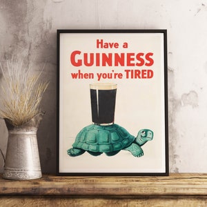 Guiness Digitaldruck - Guin Print - Vintage Werbeplakat - Bar Dekor - Café Tapete - Raumdeko - antikes Plakat - Wand Kunstdruck
