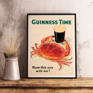 Guinness Time Irish Stout Vintage Advertising Poster - Bar Decor - cafe wallpaper - room decor - antique poster - wall art print