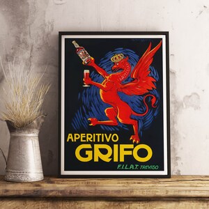 Aperitivo Grifo Vintage Food&Drink Poster - Retro druckbares Poster - Café Tapete - Raumdekor - Antikes Cocktail Poster - Wandkunst