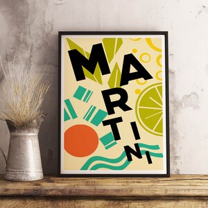 Martini Vintage Alkohol Poster - Bar Warenkorb Dekor - Küchen Liebhaber - Geschenk für Mama - Wand Dekor - Restaurant Bar Dekoration - Seltener Druck