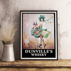 Plakat Dunville's Shamrock Irish Whiskey - Vintage Food&Drink Decor - Bar Print - tapeta do kawiarni - wystrój pokoju - plakat antyczny - wystrój baru
