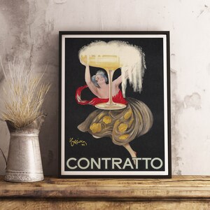 Contratto ヴィンテージ フード&ドリンク ポスター - バー装飾 - レオネット・カピエッロ - ポスター紙またはキャンバスプリント - ギフトアイデア