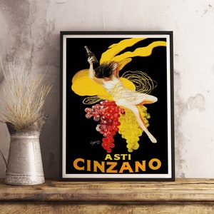 Poster vintage di cibo e bevande Asti Cinzano - poster stampabile retrò - carta da parati da bar - arredamento per la stanza - poster antico per cocktail - arte murale