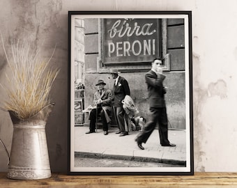 Napoli Street Canvas Poster: Vintage Italy Photo, Antique Bar Decor