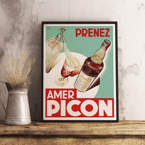 Póster de comida y bebida vintage de Amer Picon: póster retro imprimible, papel tapiz para cafetería, decoración de habitaciones, póster antiguo, impresión de pared, decoración de bares