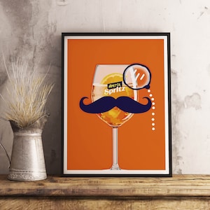 Aperol Spritz Digital Vintage Poster - antikes druckbares Poster - Café Tapete - Cocktail Poster - Wand Kunst - Bar Dekor