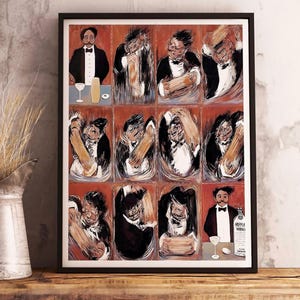 Guy Buffet: La creación del martini perfecto - Póster digital vintage de comida y bebida - Decoración de bar - Póster retro imprimible - Papel tapiz para cafetería