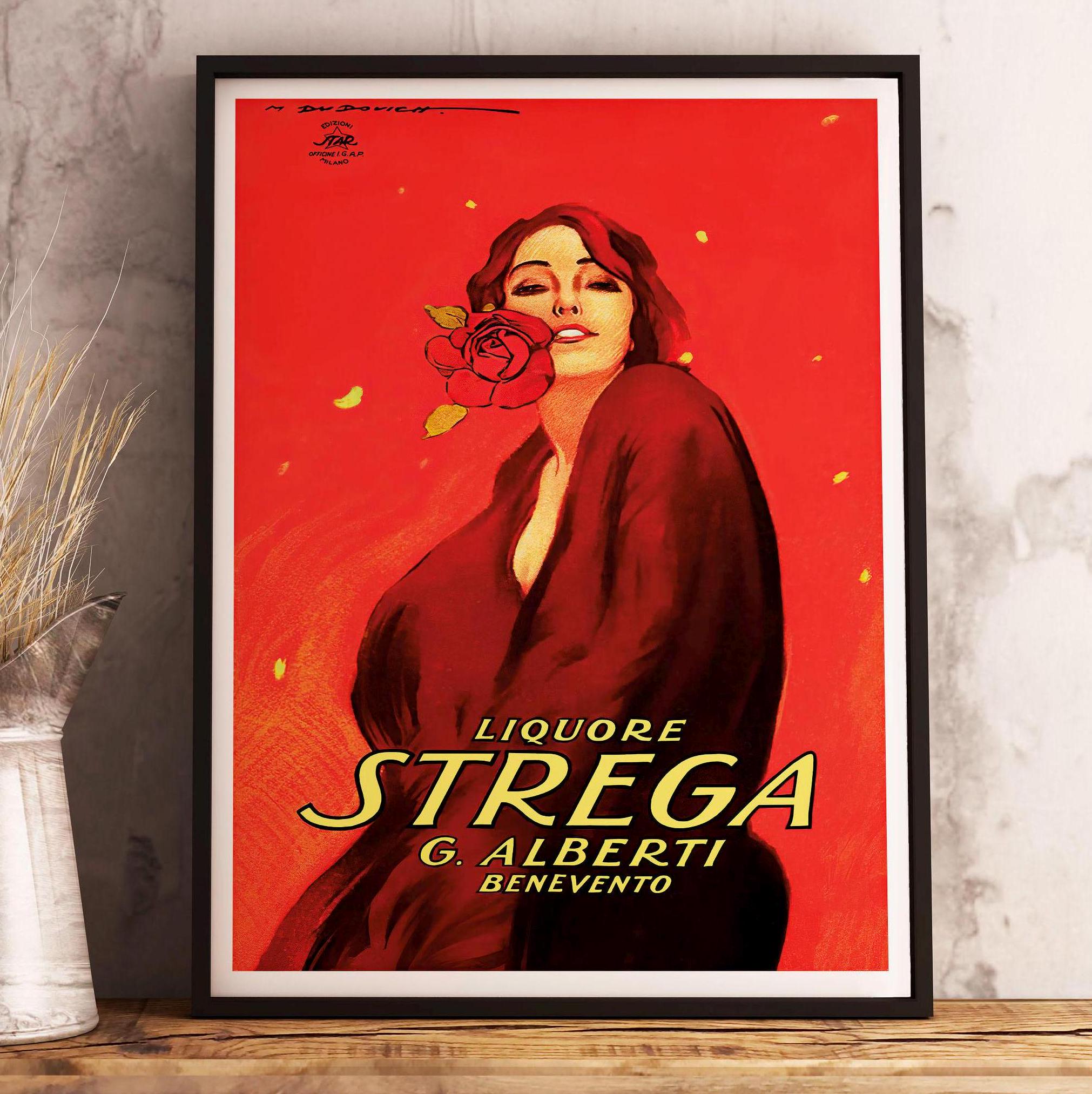 Vintage Liquor Strega Poster: Retro Italian Bar Decor (Digital Download)