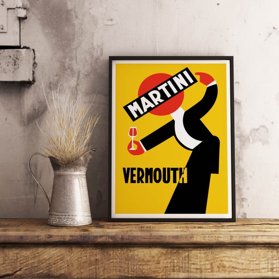 Vintage Martini Poster: Bar Cart Decor, Kitchen Art Print