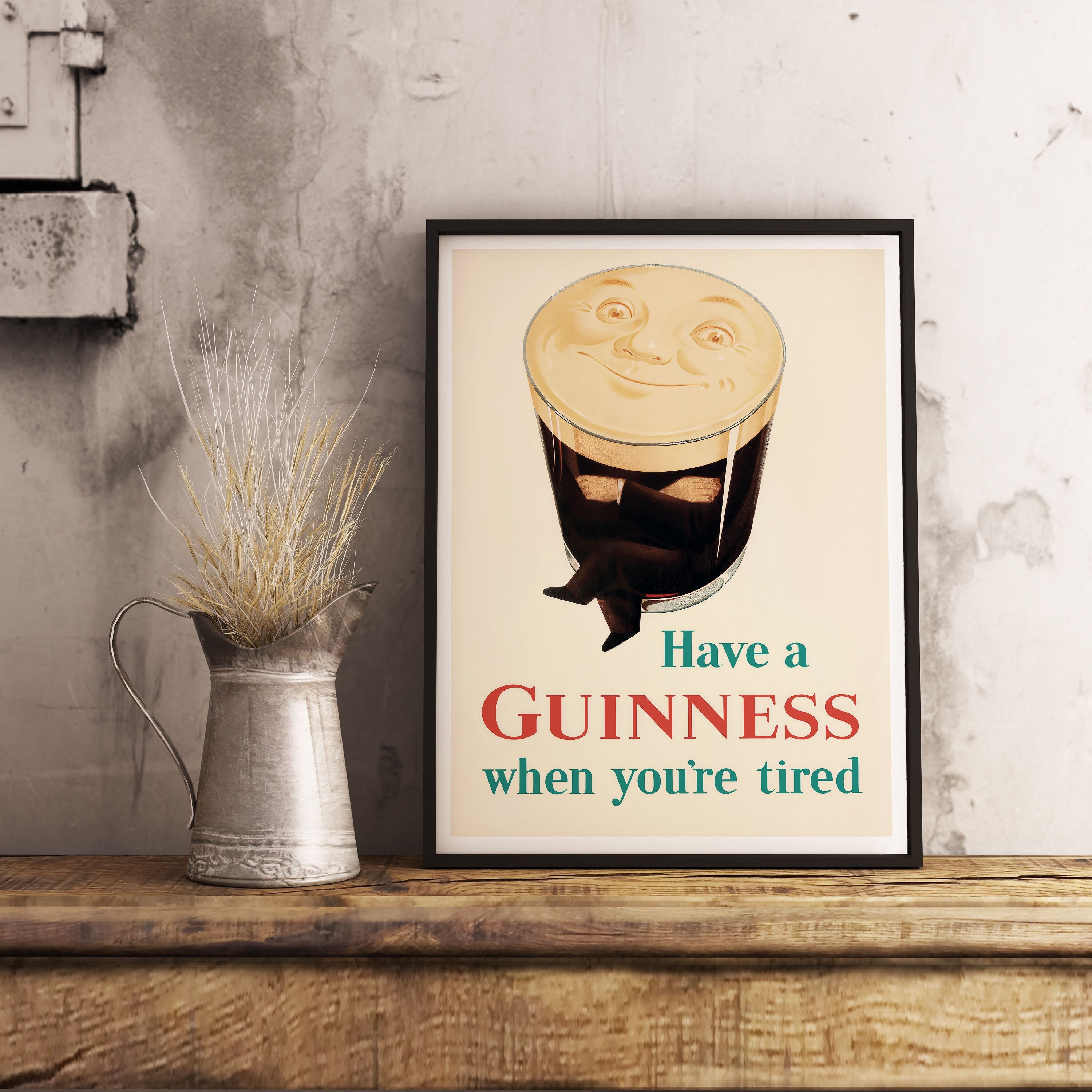Vintage Guinness Bar Poster: Retro Drink Print on Canvas