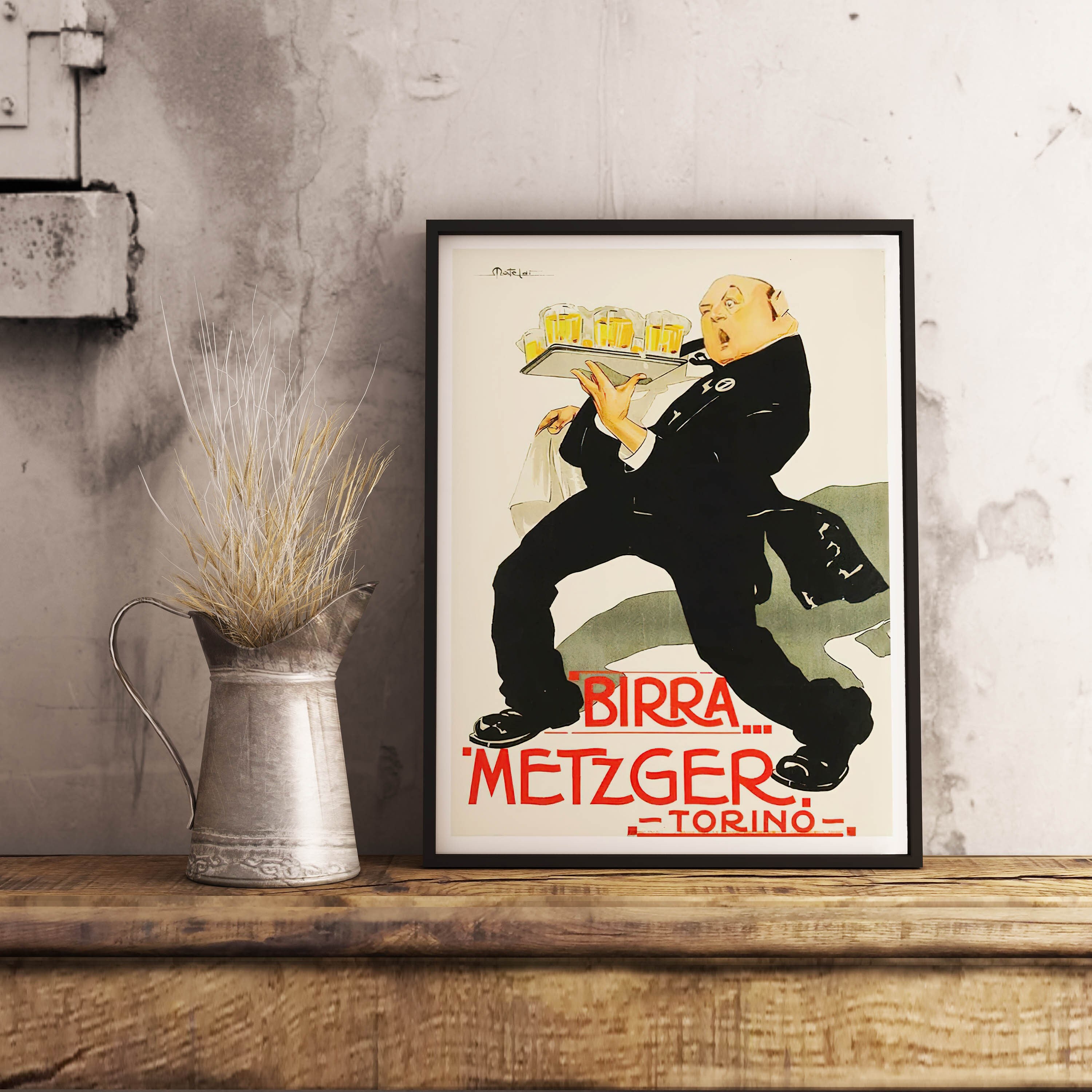 Vintage Beer Metzger Torino Poster: Retro Bar Cafe Decor Canvas Print