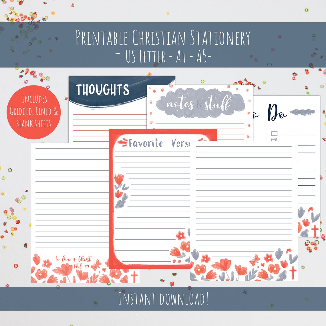 Printable Christian Stationery Women's Stationery for | Etsy