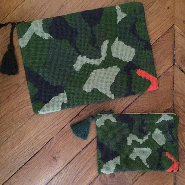 Pochettes motif camouflage aux petits points