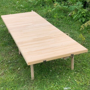 Mesa de madera plegable hecha a mano de 28 x 71 pulgadas (alto): 13 a 19 pulgadas, mesa de camping, mesa de picnic, mesa portátil, mesa bohemia, mesa de patio, mesa plegable