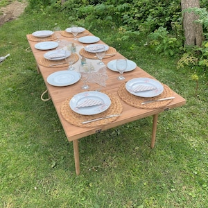 30*80 Inch-H:13-19 inch Handmade Folding Wooden Table, Camping Table, Picnic Table, Portable Table, Party Table,Wedding Table, Folding Table
