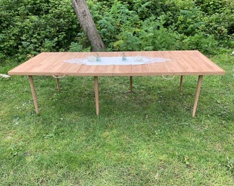 Handmade Wooden Folding Table – Portable Picnic Table – Boho Camp Table – Foldable Low Seat Table for Outdoor & Home 28*71 Inch H:13-19 Inch