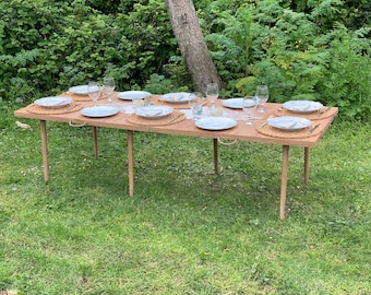 28*80 Inch-H:13-19 inch Handgemaakte opvouwbare houten tafel, campingtafel, picknicktafel, draagbare tafel, Boho-tafel, terrastafel, klaptafel