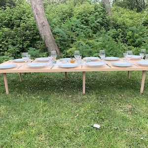 Mesa de madera plegable hecha a mano de 30 x 90 pulgadas (alto): 13 a 19 pulgadas, mesa de camping, mesa de picnic, mesa portátil, mesa bohemia, mesa de patio, mesa plegable