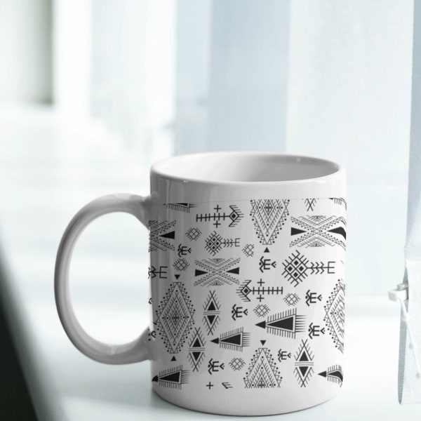 Mug with Amazigh Berber tattoo motifs