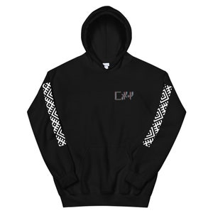 Auténtica sudadera con capucha amazigh con letras tifinagh y símbolos de tatuajes | Moda bereber única