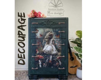 Decoupage Paper - Dreamlike Trails - Fiber Paper -  Furniture - Large Paper - 23.4"x 33.1"- with instructions