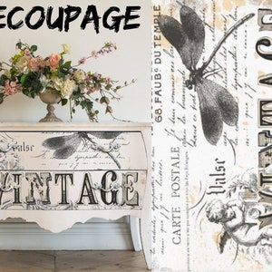 Vintage Decoupage Paper -  Furniture - Large Paper - 20 x 30" - with instructions