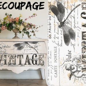 Vintage Decoupage Paper -  Furniture - Large Paper - 20 x 30&quot; - with instructions