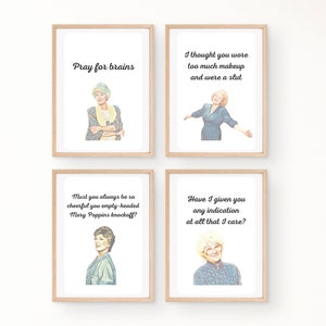 Golden Girls Set of 4 Comeback Quotes | Dorothy Zbornack | Rose Nylund | Blanche Devereaux | Sophia Petrillo | Golden Girls Decor