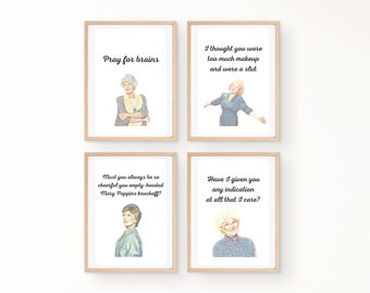 Golden Girls Set of 4 Comeback Quotes | Dorothy Zbornack | Rose Nylund | Blanche Devereaux | Sophia Petrillo | Golden Girls Decor