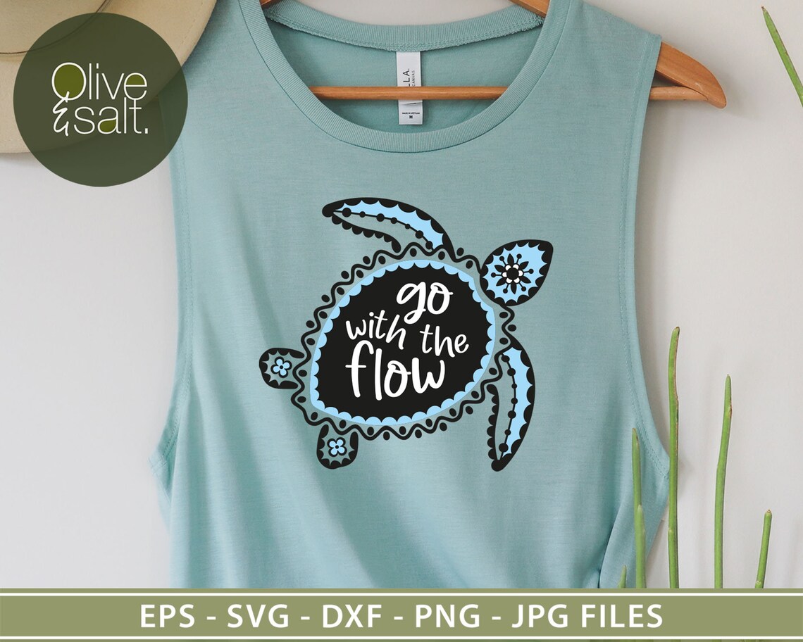 Sea Turtle Svg Ocean Svg Turtle Quote Svg Go With the Flow - Etsy