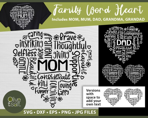 Mom and Dad SVG Bundle, mom love SVG, Dad svg, mum svg, Dad word art svg, Grandma word cloud, matching shirt svg, subway svg, Grandad svg