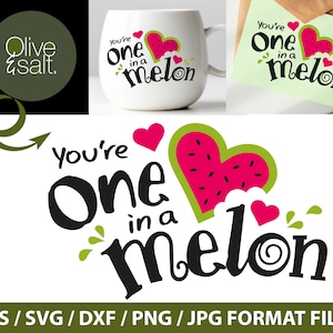 Watermeloen SVG, een in een meloen svg, fruit svg, voedsel citaat svg, grappige woordspeling svg, valentijn citaat svg, liefde citaten svg, beste vriend svg, mok svg