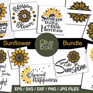 Sunflower svg bundle, sunflower quote svg, sunflower split monogram svg, motivational quote svg, inspirational svg, garden svg, mug svg