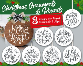 Christmas ornament svg bundle, round ornament svg bundle, christmas tag svg bundle, christmas cut file, christmas sign svg bundle, xmas svg