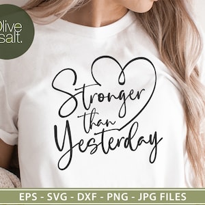 Stronger than yesterday, stronger svg, workout svg, mental health svg, fitness svg gym, motivational svg, inspirational svg, positive svg