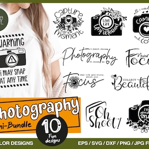 Lot de photographie SVG, lot d'appareil photo SVG, lot de citations de photographie, fichier de sublimation png de photographie drôle, fichiers de coupe de photographie drôle
