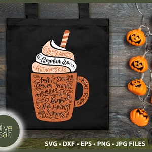 Pumpkin Spice SVG, Fall Sign SVG, Pumpkin Spice Latte, Fall Word Art, Pumpkin Spice Sublimation, Autumn cut file, Coffee svg, Harvest SVG image 3