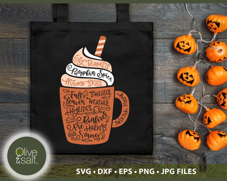 Pumpkin Spice SVG, Fall Sign SVG, Pumpkin Spice Latte, Fall Word Art, Pumpkin Spice Sublimation, Autumn cut file, Coffee svg, Harvest SVG image 3