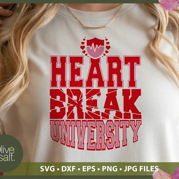 Heartbreak University SVG, Heart Breaker SVG, Valentine Shirt svg, Valentine's Day Cut File, Broken Heart SVG, Cupid descarga digital