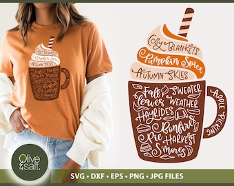 Pumpkin Spice SVG, Signo de otoño SVG, Pumpkin Spice Latte, Fall Word Art, Sublimación de Pumpkin Spice, Archivo cortado de otoño, Café svg, Cosecha SVG