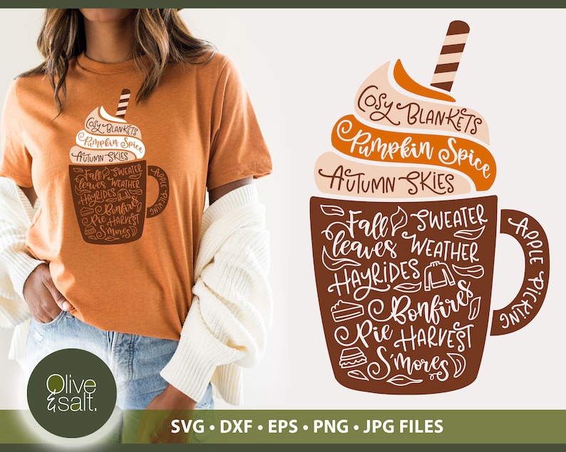 Pumpkin Spice SVG, Fall Sign SVG, Pumpkin Spice Latte, Fall Word Art, Pumpkin Spice Sublimation, Autumn cut file, Coffee svg, Harvest SVG image 1