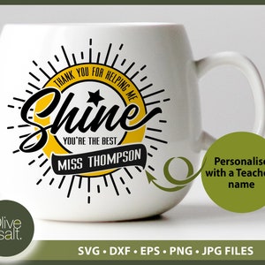 Dank u leraar SVG, leraar geschenk SVG, dank u voor het helpen van mij schitteren SVG, leraar monogram, aanpasbare leraar sublimatie