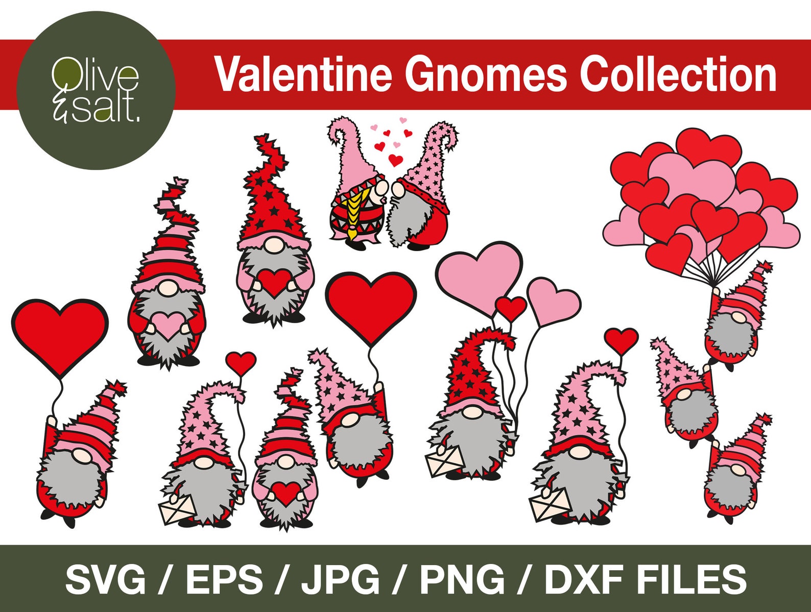 Valentine Gnome SVG Bundle Valentine Svg Clipart Gnome - Etsy