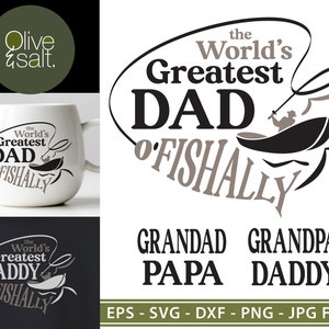 Worlds Greatest Dad Ofishally svg, Vaderdag svg, beste papa svg, papa vissen svg, verjaardag papa svg, opa vissen svg sublimatie