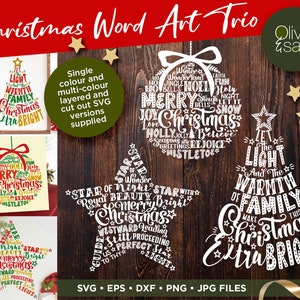 Christmas Word Art SVG, Weihnachtsschild Plotterdatei, Weihnachtswort Baum SVG, Weihnachten Stern U-Bahn Svg, Weihnachtsshirt Sublimation
