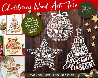 Christmas Word Art SVG, Christmas Sign cut file, Christmas Word Tree SVG, Christmas Star subway svg, Christmas shirt sublimation