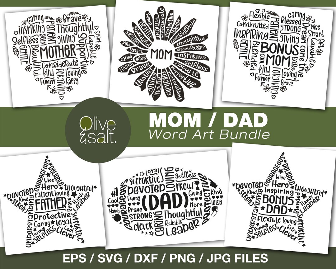 Mom Svg Bundle, Dad Svg Bundle, Family Svg Bundle, Word Art Bundle ...