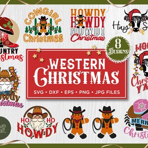Western Christmas SVG Bundle, Cowgirl Christmas shirt sublimation, Country Christmas svg, Howdy Christmas svg, Howdy Santa Christmas mug svg